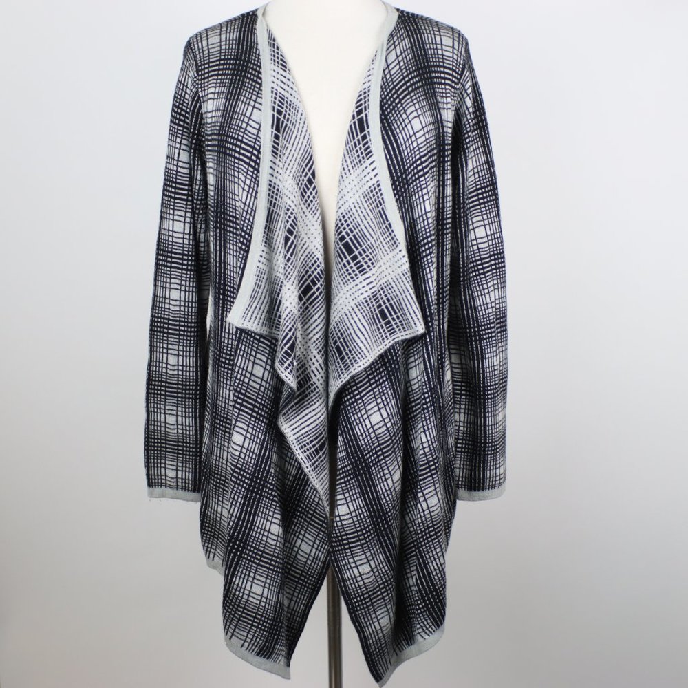 Cyrus Womens Large Plaid Open Front Cardigan Sweater